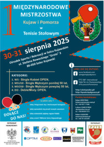 Plakat Międzynatodowych Mistrzostw Kujaw i Pomorza w tenisie stołowym 2025